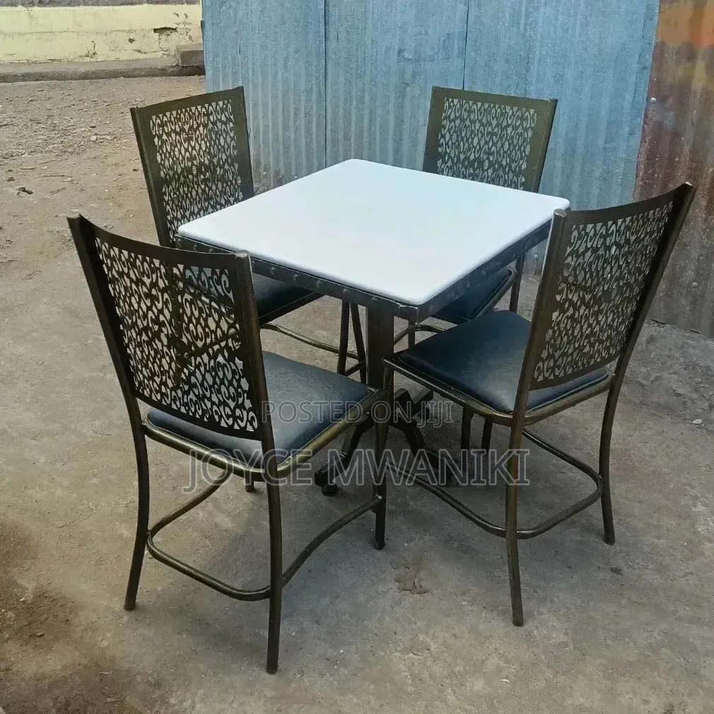 Powdpowder Coated, Restaurant Set With Square Table 