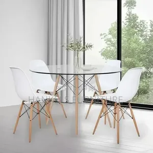 4 Seater Round Glass Dining Set – Modern Dining Furniture for Homes