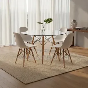 4 Seater Round Glass Dining Set – Modern Kitchen and Dining Set