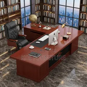 Office Desk; 1.6 Meters Executive Mahogany L Shaped Desk