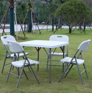 4- Seater Square Foldable Table With Foldable Chair