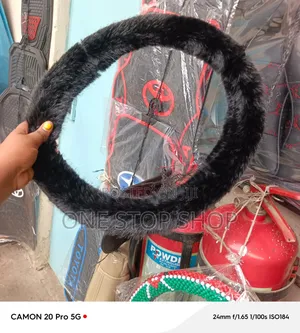 Fluffy Black Stretch_on Luxury Soft Fur Wheel Cover