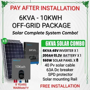 6kva Inverter - 10kwh Lithium Battery - (8)615w Solar Panels Full Kit