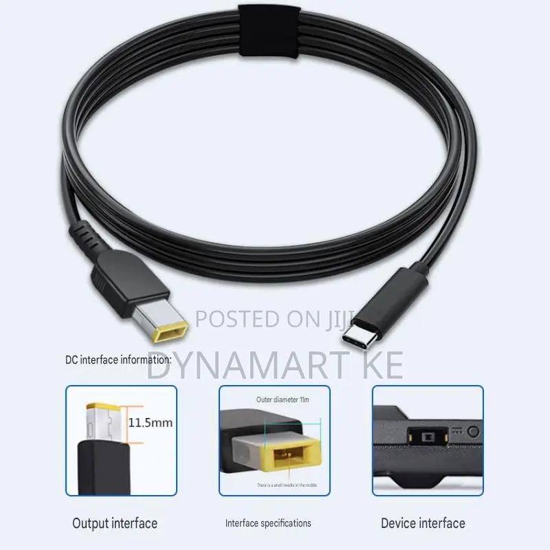 Usb C to Lenovo Square Pin Laptop Charging Cable Pd 65w 20v 3a