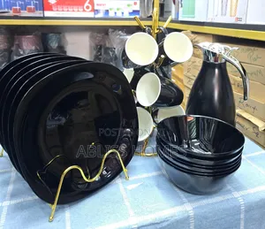 19pcs All Black Ceramic Dinner Set