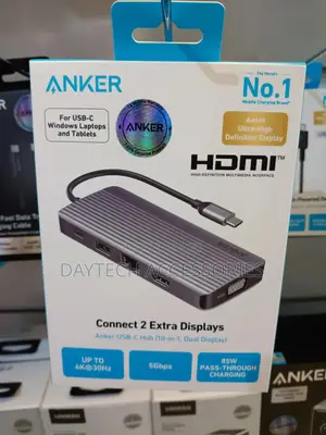 Anker Usb-C Hub Docking Station 10-in-1 With Dual Display.