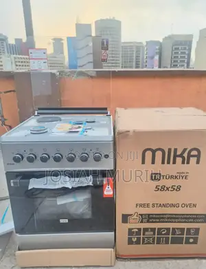 Silver Mika Standing Cooker 58 X 58 3+1hotplate With Electric Oven