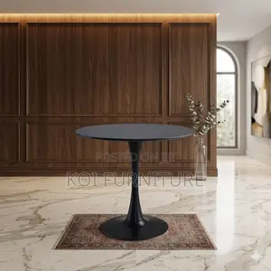 Coffee Table; Round Black Nesting Marble Table