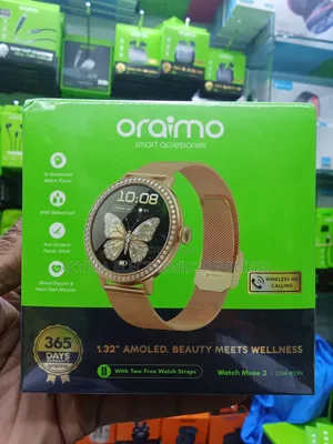 Oraimo Watch Muse 2 1.32" Amoled Display Smart Watch, Metallic Straps