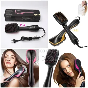 3-in-1 Hair Straightener Brush With Anti-Scald Feature