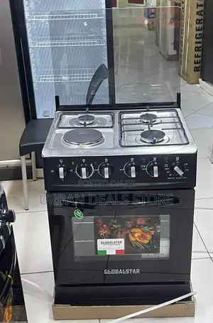 Black Globalstar Jet 60×60 3+1 Standing Cooker With Electric Oven