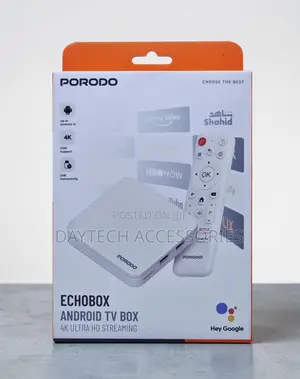Porodo Echobox Android Tv Box With Ultra Hd Streaming - White