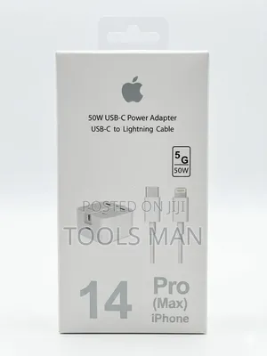 50w Fast Charger With Type-C to Lightning Cable for iPhone 14 Pro Max.