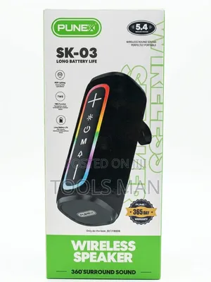 Punex Sk-03 Wireless Bluetooth Speaker With RGB Light - Black.