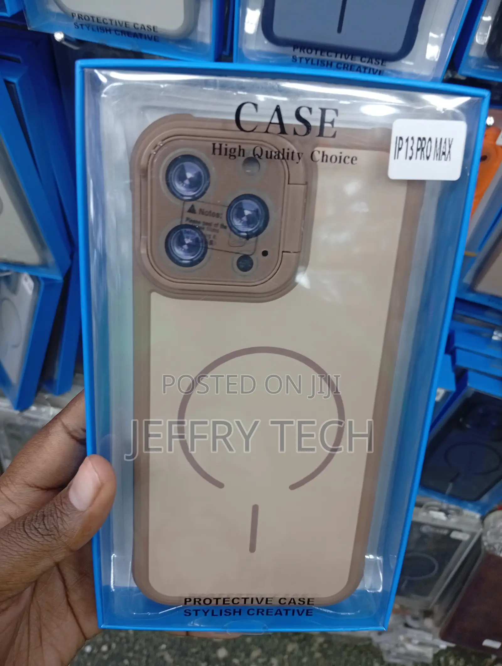 iPhone 13 Pro Max Beige and Tan-Colored Case