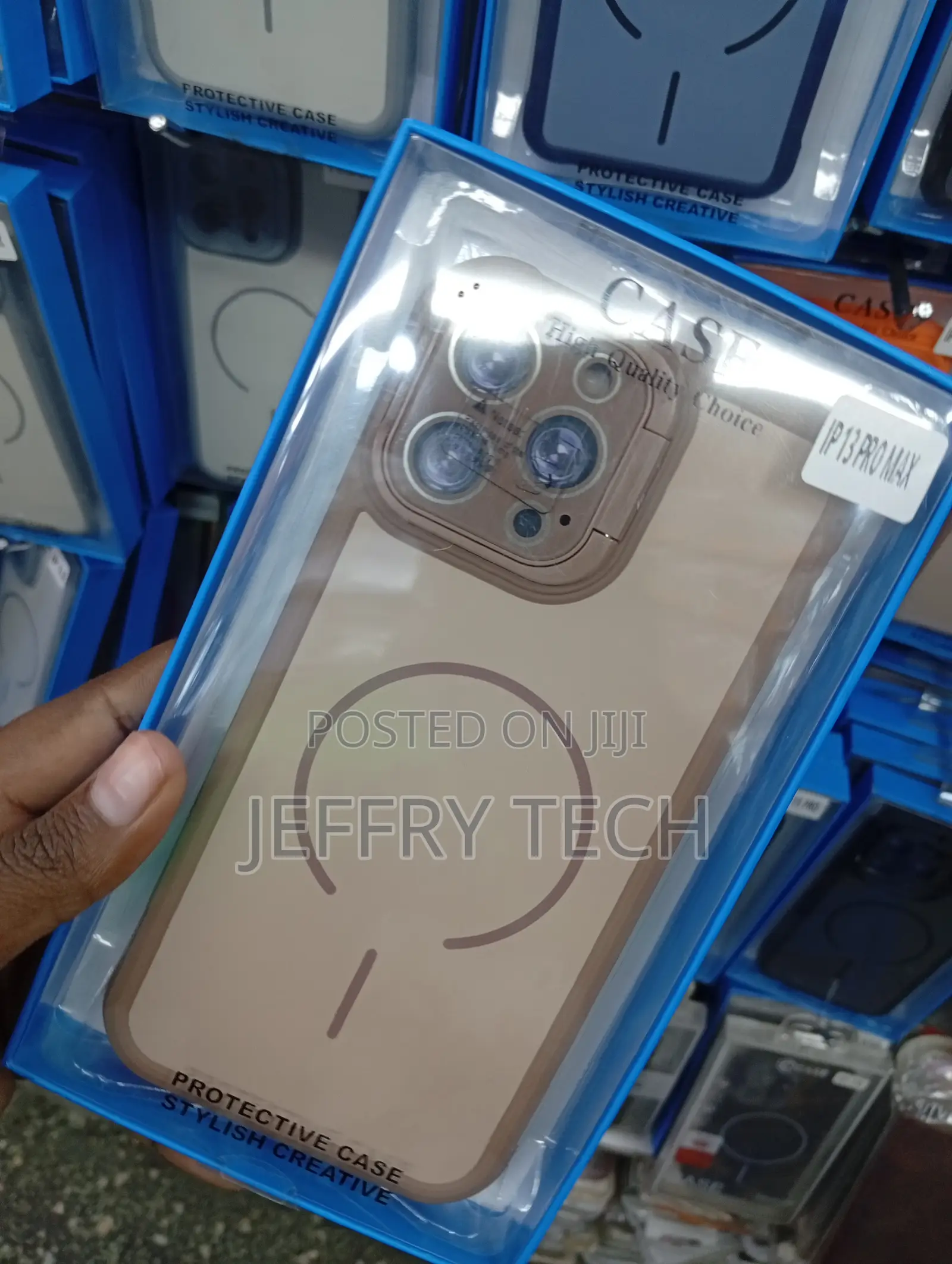 iPhone 13 Pro Max Beige and Tan-Colored Case