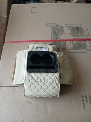 Universal Beige Armrest Box – Car Storage Organizer With Cup Holders