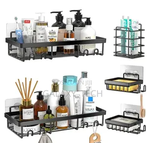 Multipurpose 5pcs Set Rectangular Shower Caddy Shelf/ Wall Organizer
