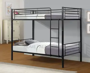 Bunk Bed: Steel Double Bed With Rails and Ladder