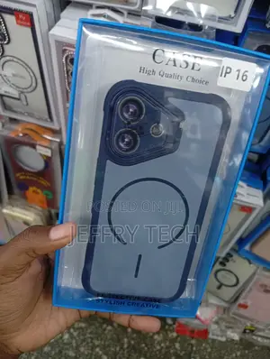 iPhone 16 Distinctive Dark Blue Circular Design Case