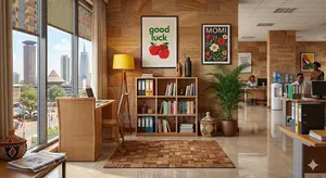 Wooden Home Office Bookshelves Storage Unit