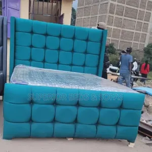 5x6 Teal Bubble-Tufted Chester Bed: Pay on Delivery