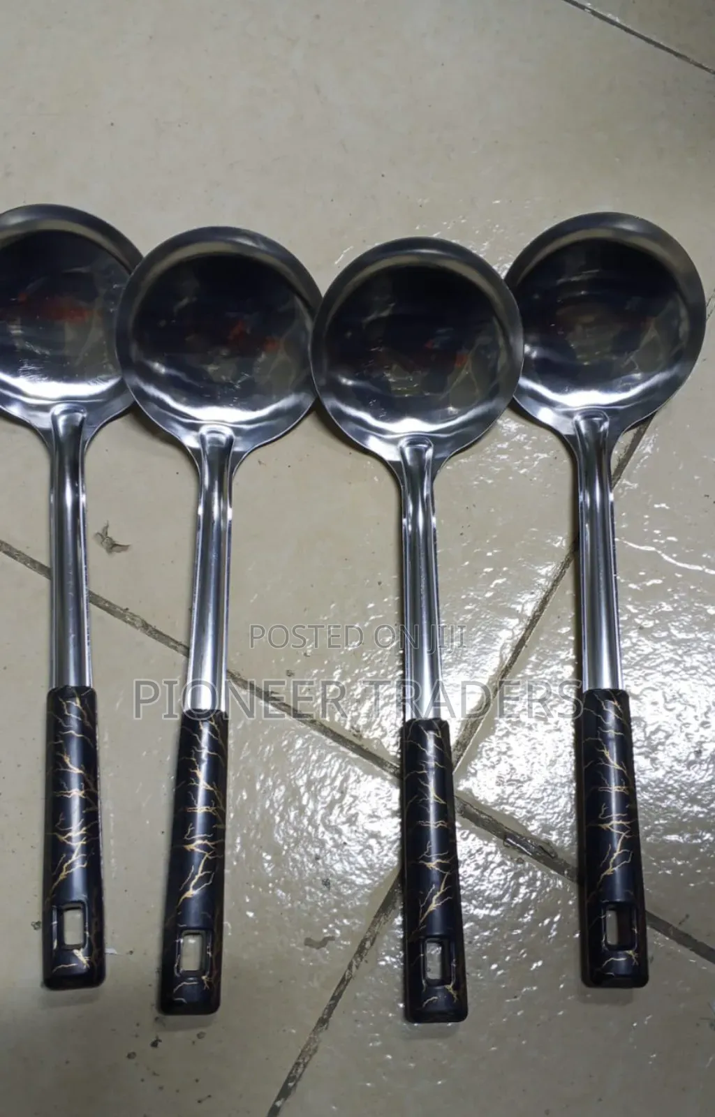 Silver Marble Serving Spoon
