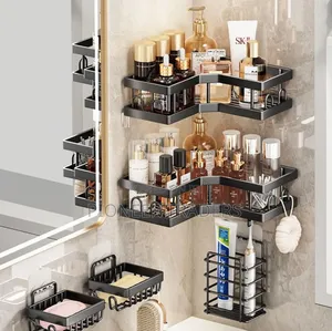 *Multipurpose 5pcs Set Rectangular and Corner Shower Caddy Shelf