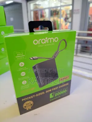 Oraimo 20000mah Anifast Power Bank – 30w Pd Fast Charge, Type-C Cable