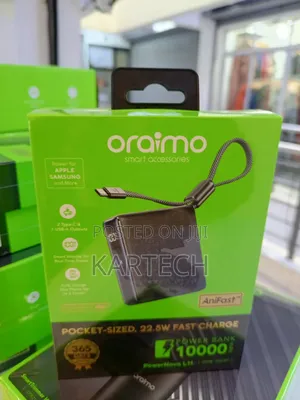 Oraimo 10000mah Anifast Power Bank 22.5w Pd Fast Charge, Type-C Cable
