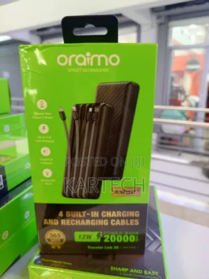 Oraimo Traveler Link 20 20000mah Power Bank 4 Built-in Charging Cables