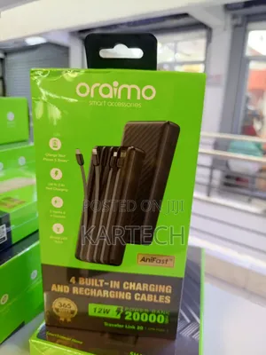 Oraimo Traveler Link 20 20000mah Power Bank With Charging Cables