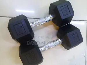 Hexagonal Rubber Dumbbells 10kg – Home Fitness Equipment