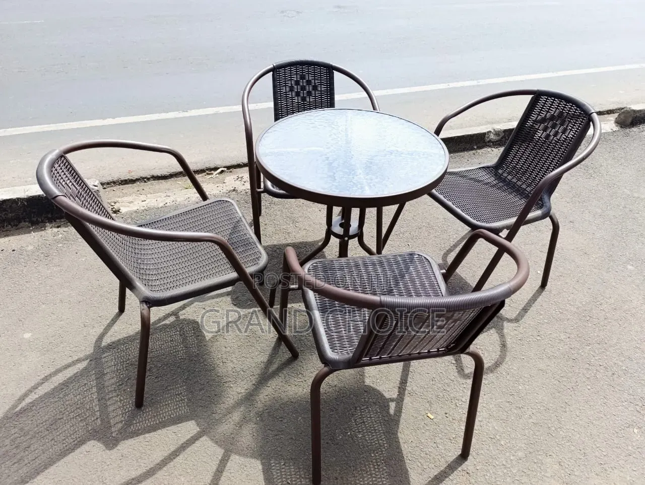 4 Seater Round Rattan Balcon Table Set
