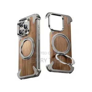 Magnetic Wood-Armor Case Hidden Wooden Cover for iPhone 16 Pro Max