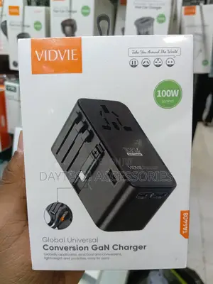 Vidvie Ta4408 100w Global Travel Adapter With a Built-in Type-C Cable
