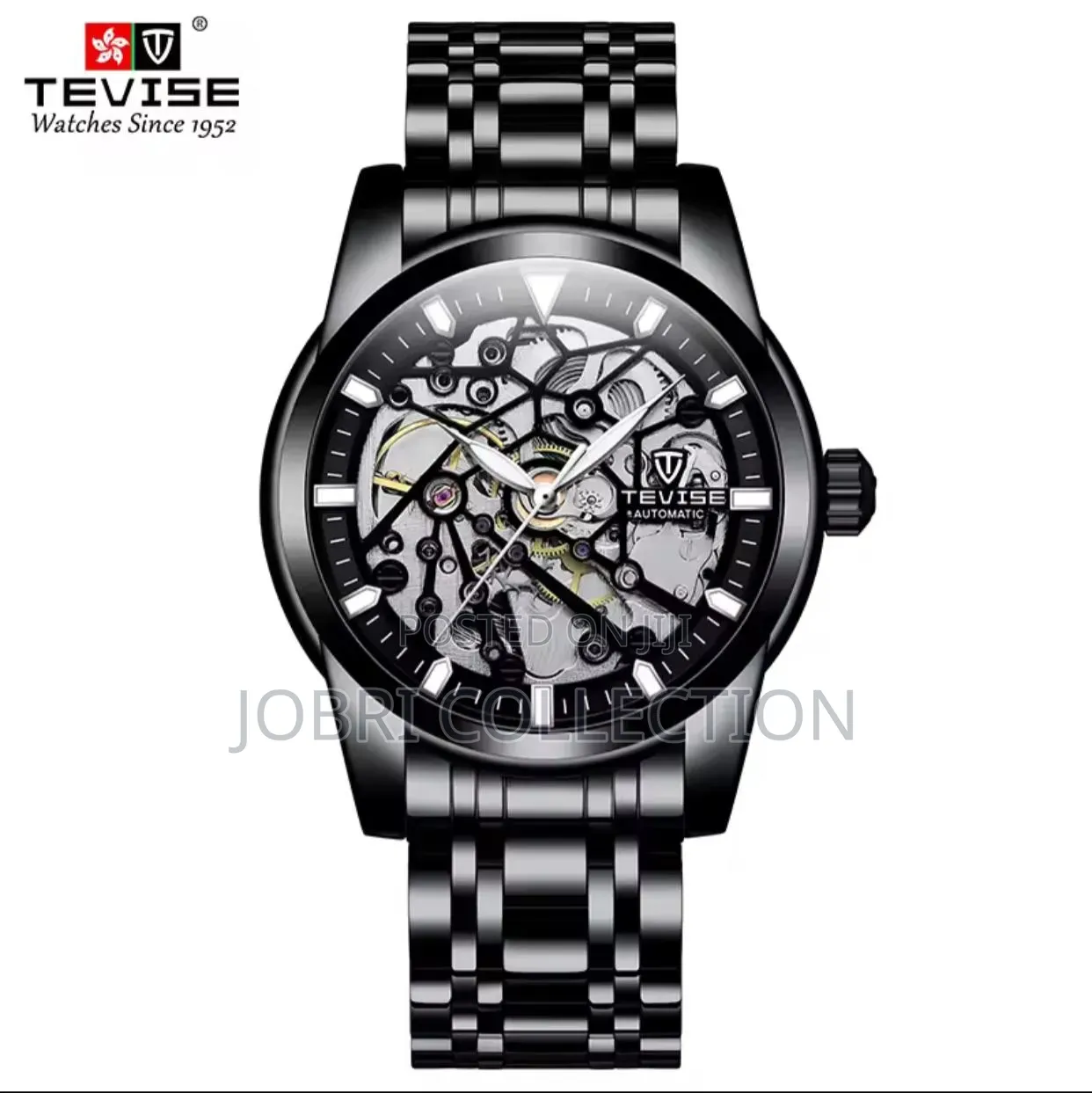 Full Black Tevis Automatic Metallic Wrist Watch