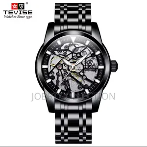 Full Black Tevis Automatic Metallic Wrist Watch