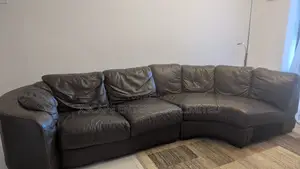 Large Curved Leather Corner Sofa