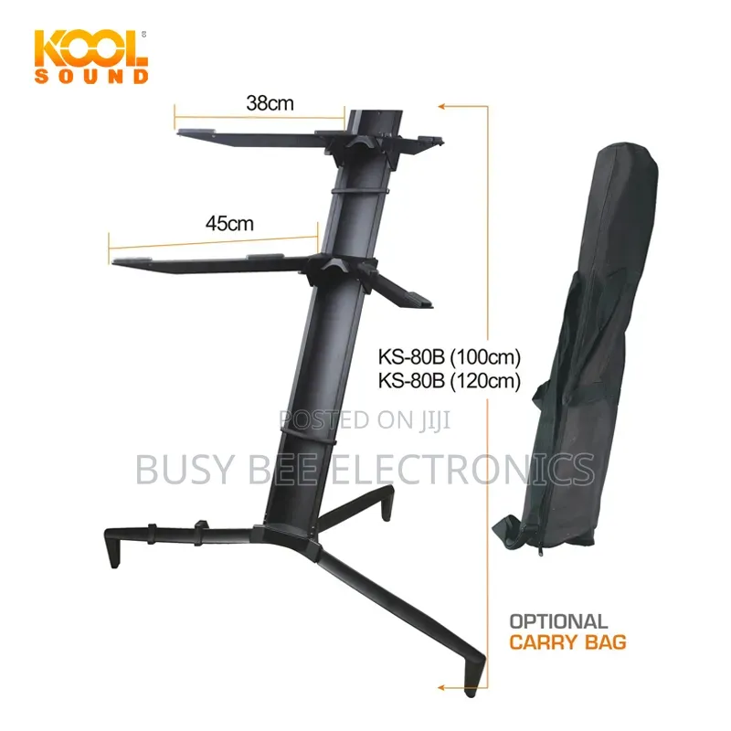 Black Aluminum Alloy Durable Double Keyboard Stand