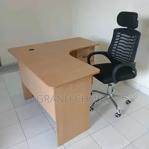 Spacious Lshape Office Desk With Headrest Chair