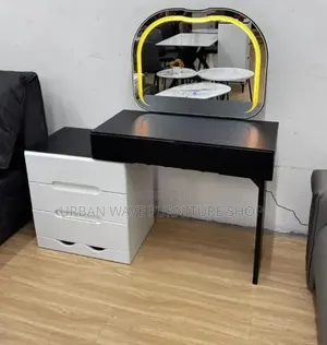 White Black Mirror Dressing Table Set