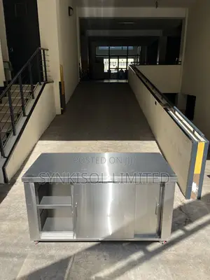 Stainless Steel Cabinet Work Table With Sliding Doors