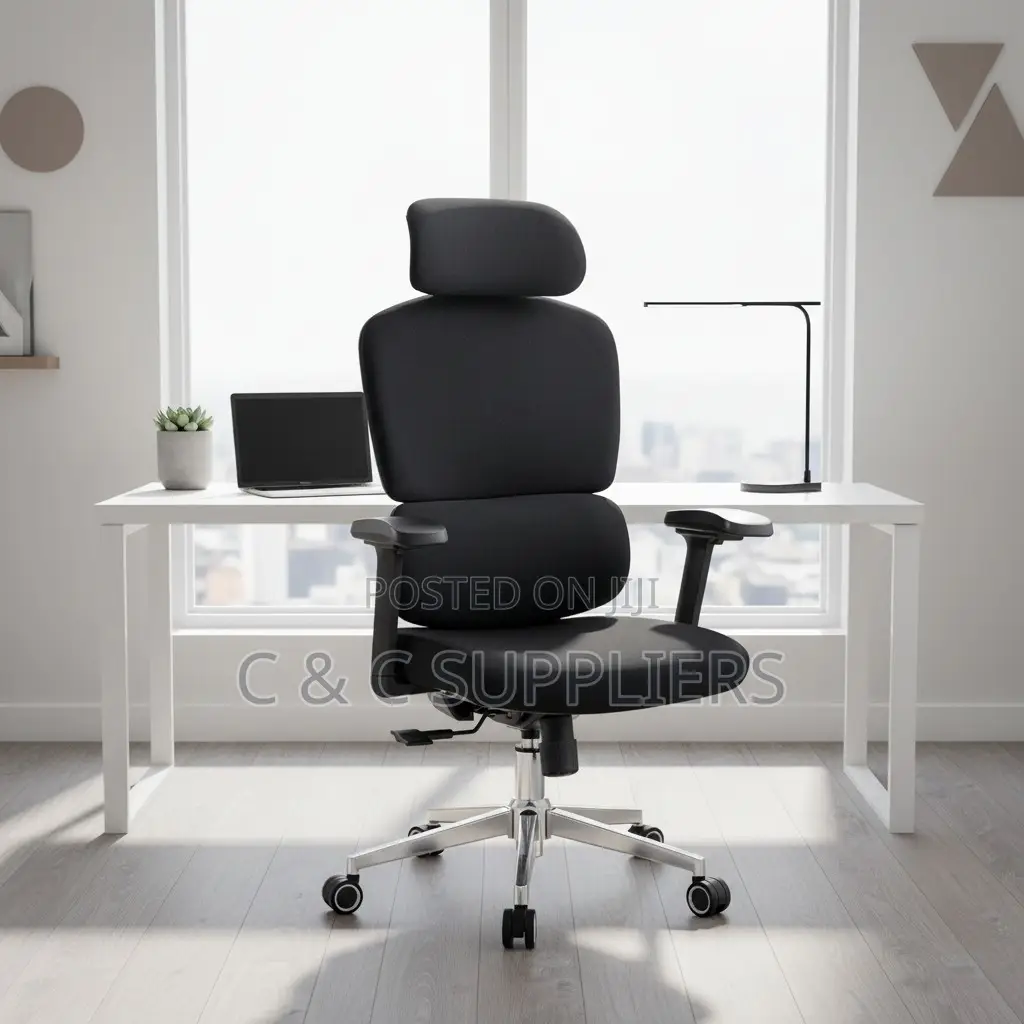 Black Fabric Orthopedic Office Chair