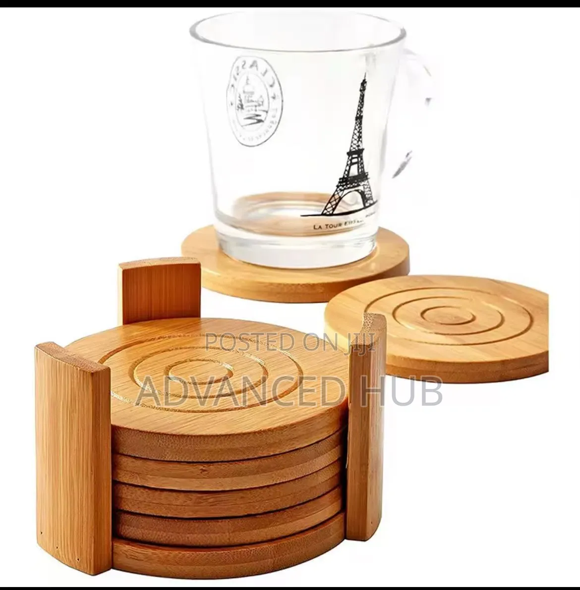 6pc Round Bamboo Coaster