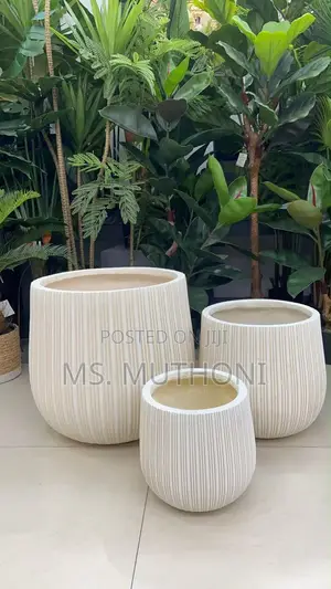 Ribbed Vertical Texture Ceramic Planters