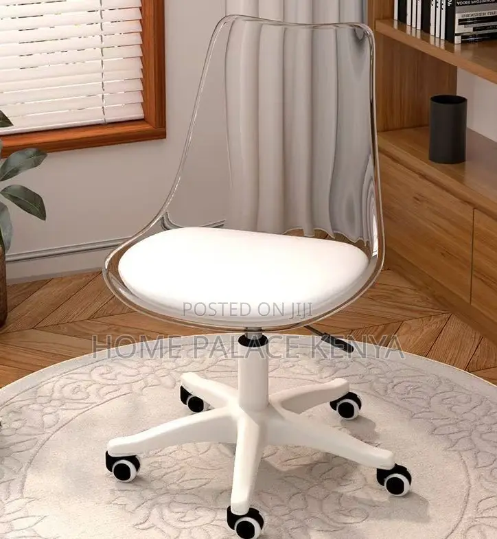 Plastic Chair; Mobile Transparent Vanity Stool