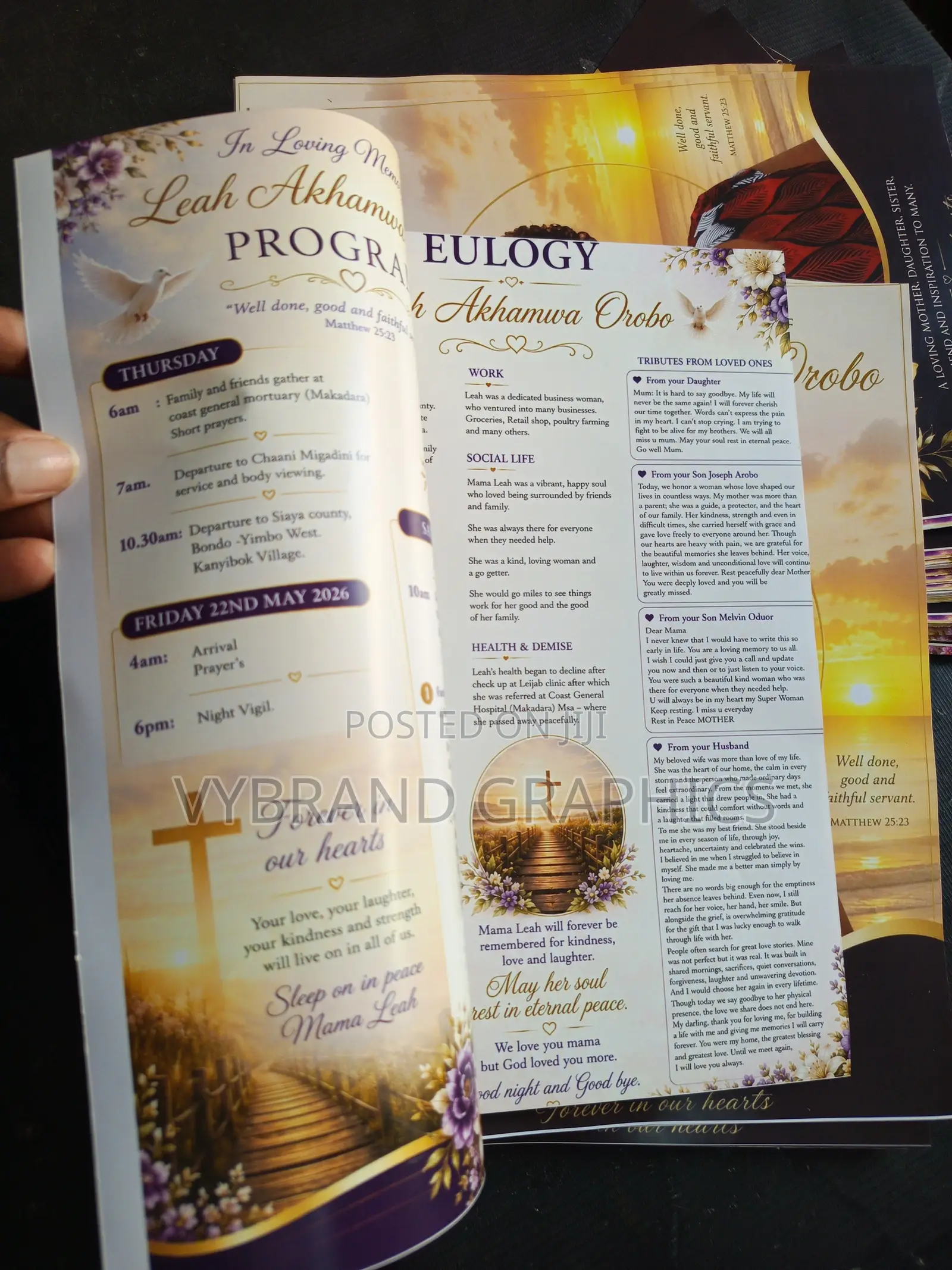 8 Page A3 Eulogy/ Funeral Programs ( Free Design)