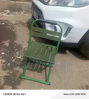 Collapsible Camping Seat Lightweight Tubular Metal Frame Woven Strap