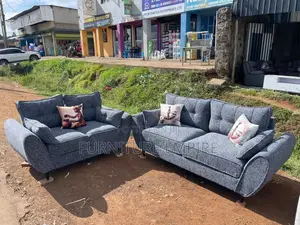 3-2 Seater Grey Butterfly Sofa Set Elegant Cushioned Design